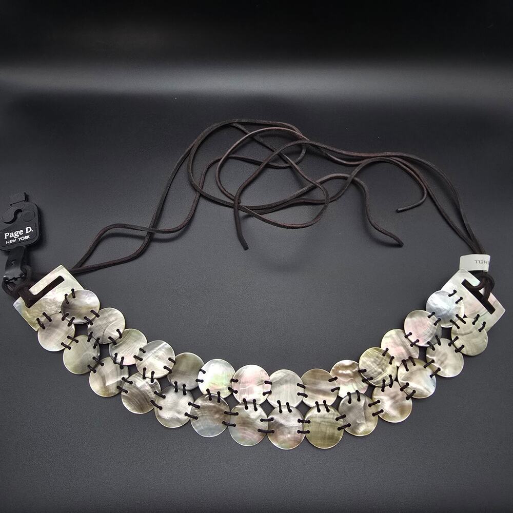 Abalone Shell Belt Round Double Row Boho Beachy Women's Accessory #2